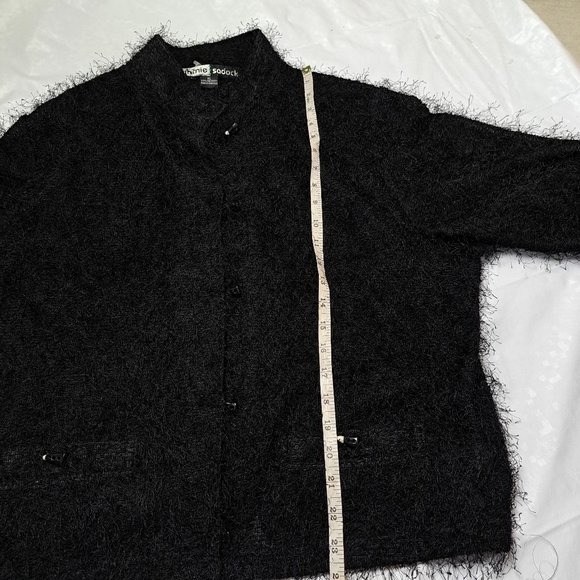 JAMIE Sadock Black Fuzzy Eylash Cardigan Sweater - Picture 13 of 13